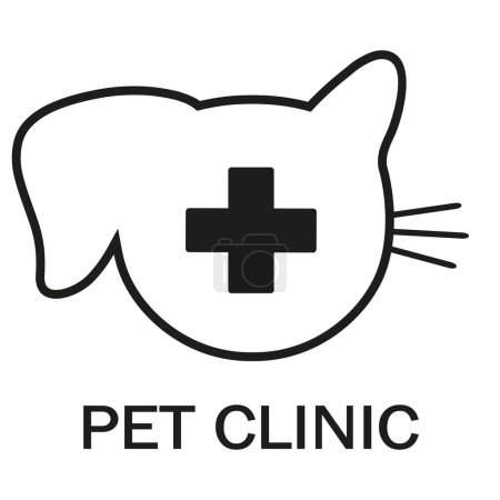 Photo for Veterinary clinic logo illustration.Silhouette of the head of a pet with a medical cross on a white background - Royalty Free Image