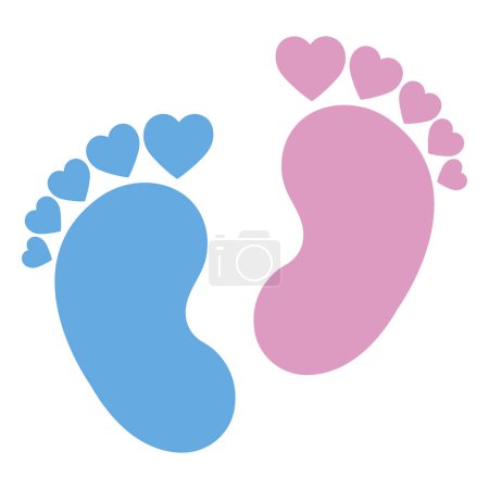 Photo for Pink and blue baby footprints on white background vector illustration graphic design - Royalty Free Image