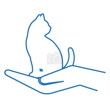 Photo for Illustration of caring for animals.Hand of a man with a cat on a white background. - Royalty Free Image