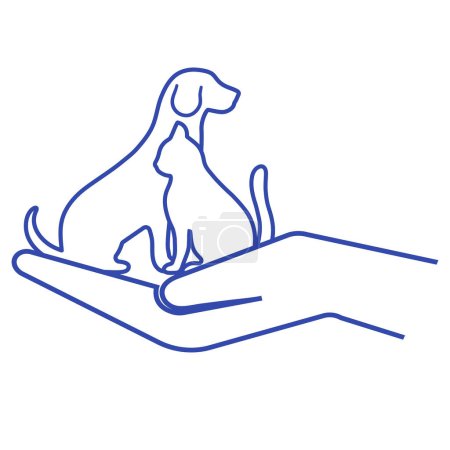 Photo for Hand holding a dog and a cat. Pet care concept on a white background. - Royalty Free Image