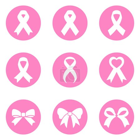 Photo for Breast cancer awareness ribbon icons set on white background. - Royalty Free Image