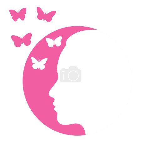Photo for Illustration silhouette of a girl with butterflies on a white background. - Royalty Free Image