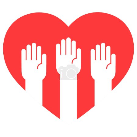 Photo for Illustration of a volunteer hand with a red heart on a white background. - Royalty Free Image