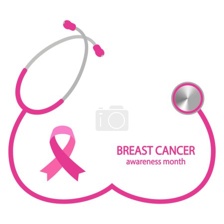 Photo for Illustration of pink breast cancer awareness ribbon on white background - Royalty Free Image