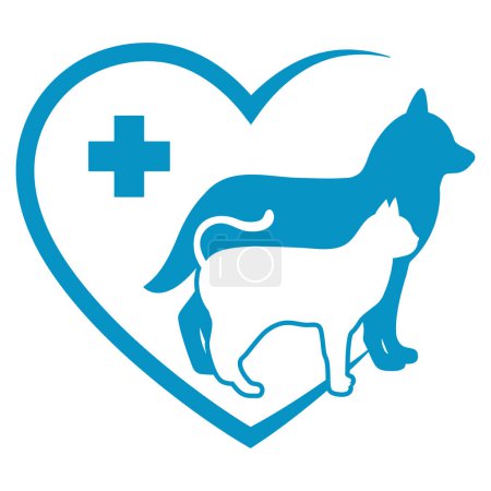 Photo for Veterinary clinic symbol with a dog and a cat  in the heart on a white background - Royalty Free Image