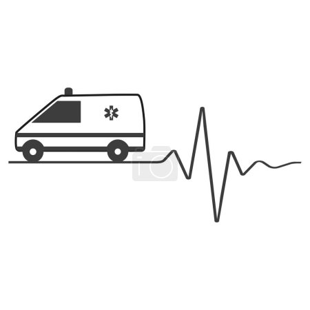 Photo for Illustration of ambulance and heartbeat line icon on a white background. - Royalty Free Image