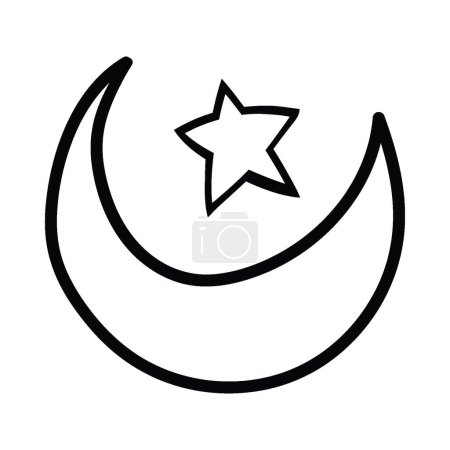 Foto de Arte de línea de luna creciente dibujado a mano, ilustración vectorial para el concepto de Ramadán. - Imagen libre de derechos