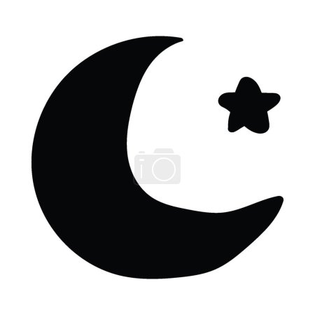 Foto de Arte de línea de luna creciente dibujado a mano, ilustración vectorial para el concepto de Ramadán. - Imagen libre de derechos