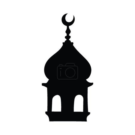 Foto de Doodle de mezquita musulmana aislado sobre un fondo blanco. Dibujo vectorial de contorno negro simple. Boceto en tinta. - Imagen libre de derechos