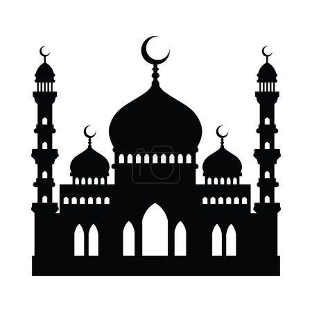 Foto de Conjunto de silueta de mezquita vector, diseño para el concepto de Kareem Ramadhan, aislado sobre fondo blanco - Imagen libre de derechos