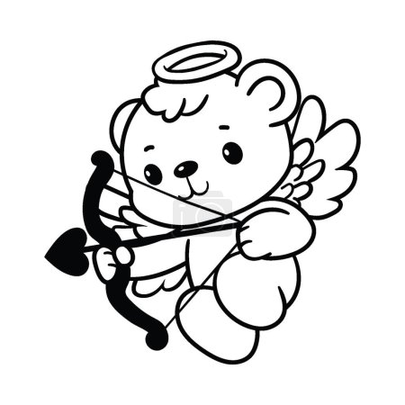 Foto de Cupid teddy bear ready to shoot his arrow, line art style vector illustration - Imagen libre de derechos
