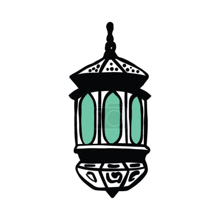 Foto de Ramadan Kareem linterna colgante, iconos de la línea de la lámpara. Elemento de diseño árabe. Decoración islámica. Guirnalda de bienvenida. Festival musulmán. Ilustración vectorial. - Imagen libre de derechos