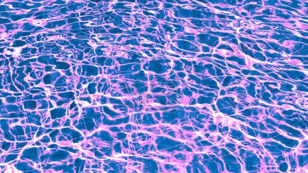Photo for Sure, here is a description of the image you sent: The surface of a swimming pool at night, illuminated by soft pink and blue neon lights. The water reflects the colored light and creates a dreamlike atmosphere. Perfect for pool parties, night time s - Royalty Free Image