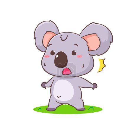 Téléchargez les illustrations : Mignon koala ours personnage de dessin animé surpris. Adorable illustration vectorielle animale kawaii. Fond blanc isolé. - en licence libre de droit