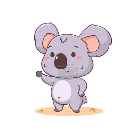 Illustration for Cute koala bear cartoon character. Adorable kawaii animal vector illustration. Isolated white background. - Royalty Free Image