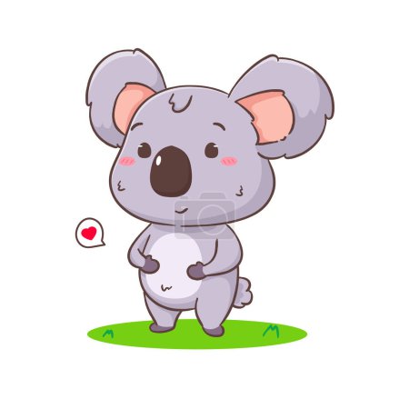 Téléchargez les illustrations : Mignon koala ours personnage de dessin animé. Adorable illustration vectorielle animale kawaii. Fond blanc isolé. - en licence libre de droit