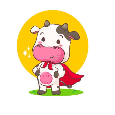 Illustration for Cute hero cow cartoon character. Adorable animal concept design. Isolated white background. Vector illustration - Royalty Free Image