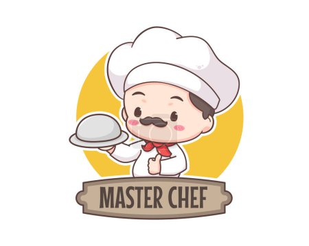 Illustration for Cute chef logo mascot cartoon character. People Food Icon Concept Isolated on white. - Royalty Free Image