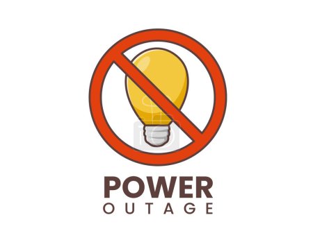 Téléchargez les illustrations : Blackout icône de panne de courant symbole autocollant. Pas de symbole d'électricité avec lampe - en licence libre de droit