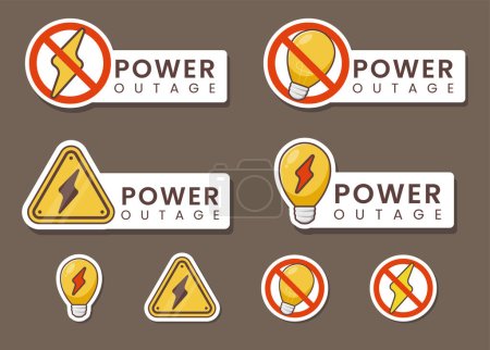 Ilustración de Paquete conjunto apagón apagón icono de corte de energía pegatina. - Imagen libre de derechos
