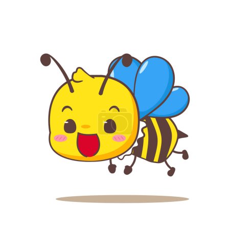 Ilustración de Lindo personaje de dibujos animados abeja. Kawaii adorable diseño concepto animal. Fondo blanco aislado. Ilustración vectorial. - Imagen libre de derechos
