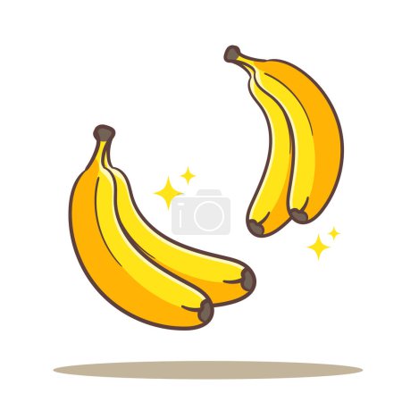 Téléchargez les illustrations : Illustration vectorielle de bande dessinée banane. Conception de concept de fruits et d'aliments Style plat. fond blanc isolé. Clip art icône design. - en licence libre de droit