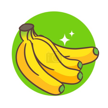Illustration for Bunch banana cartoon vector illustration. Fruit and food concept design Flat style. isolated white background. Clip art icon design. - Royalty Free Image