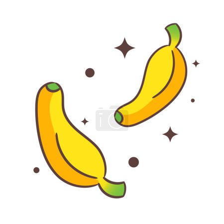 Illustration for Floating banana cartoon vector illustration. Fruit and food concept design Flat style. isolated white background. Clip art icon design. - Royalty Free Image