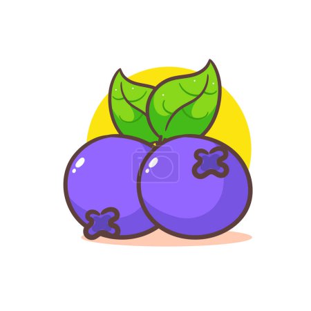 Illustration for Cute blueberry cartoon. Hand drawn fruit concept icon design. Isolated white background. Flat vector illustration. - Royalty Free Image