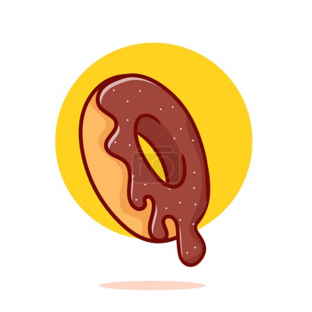 Ilustración de Donut estilo plano de dibujos animados. Diseño de concepto de comida rápida. Fondo blanco aislado. ilustración de arte vectorial. - Imagen libre de derechos