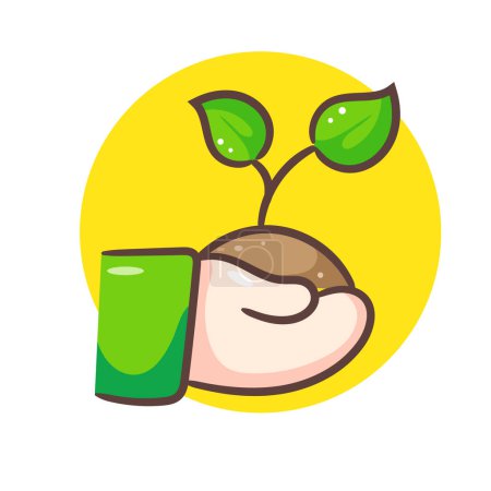 Illustration for Plant growing in hand icon vector. - Royalty Free Image