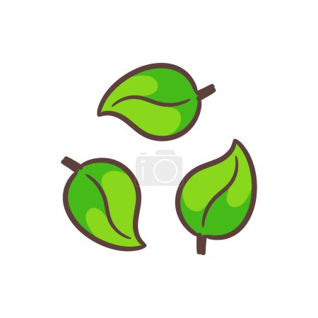 Illustration for Green leaf recycle icon vector. Isolated white background - Royalty Free Image