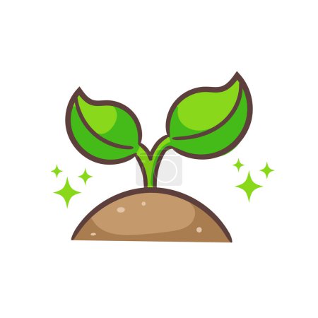 Illustration for Plant growing, Seedling gardening plant icon vector. Isolated white background. - Royalty Free Image