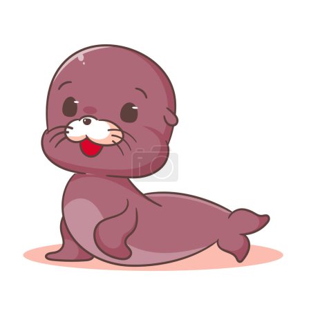 Illustration for Cute Sea lion cartoon vector. Adorable animal character concept design. Mascot illustration isolated white background - Royalty Free Image