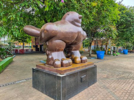 Photo for Colombia Medellin, May 14, 2023, bronze sculpture by Botero titled sparrow - Royalty Free Image