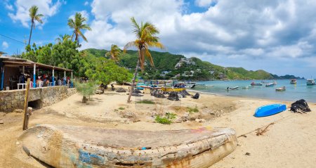 Téléchargez les photos : Colombie, Santa Marta, 23 juin 2023, vue panoramique sur la plage de Taganga - en image libre de droit