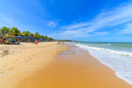 Foto de Playa brasileña noreste, Trancoso - Playa de Nativos, Porto Seguro - Estado de Bahia. Playa tropical brasileña durante el verano. - Imagen libre de derechos