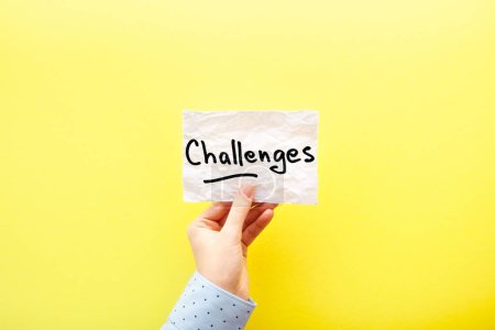 Challenges - card in hand with text about motivation on yellow background