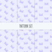 Pattern set. Seamless pattern with letter or envelope icon on purple background for poster, banner, wallpaper. Wrapping Paper Pattern, scrapbook patterns or textile Poster #626379418