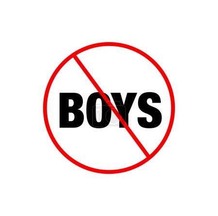 Téléchargez les illustrations : Les garçons interdits ici icône. Monogramme interdit garçon. - en licence libre de droit