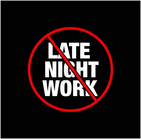 Téléchargez les illustrations : Pas d'icône vectorielle tard dans la nuit. Aucune icône de travail tardif. - en licence libre de droit