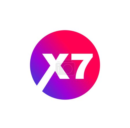 Illustration for X7 brand vector icon. X7 on round monogram. - Royalty Free Image