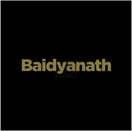 Illustration for Baidyanath (lord Shiva) jyotirlinga typography in golden color. Baidyanath lettering. - Royalty Free Image