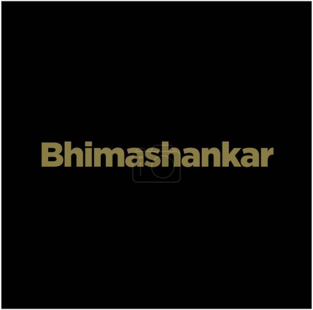 Illustration for Bhimashankar (lord Shiva) jyotirlinga typography in golden color. Bhimashankar lettering. - Royalty Free Image