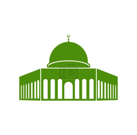 Illustration for Al-Aqsa Mosque in green color icon. Al-Aqsa Mosque majjid. - Royalty Free Image