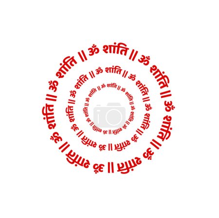Illustration for Om (Hindu Holy Sign) Shanti (peace) written nin hindi text. Om Shanti mantra.. - Royalty Free Image