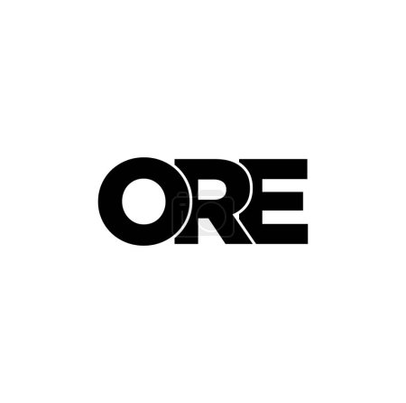 Illustration for ORE typography icon. ORE brand name lettering monogram. - Royalty Free Image
