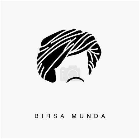 Birsa Munda Adivasi freedom fighter of India face pagdi icon.