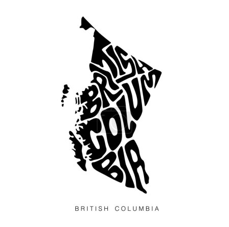 Ilustración de British Columbia mapa tipografía. Columbia Británica mapa estatal letras arte. - Imagen libre de derechos