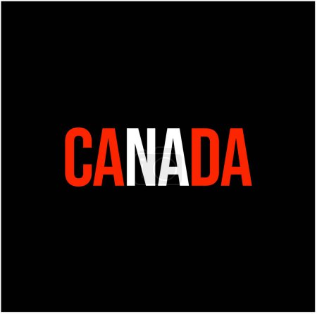 Illustration for Canada country name in national flag color typography. Canada lettering. - Royalty Free Image